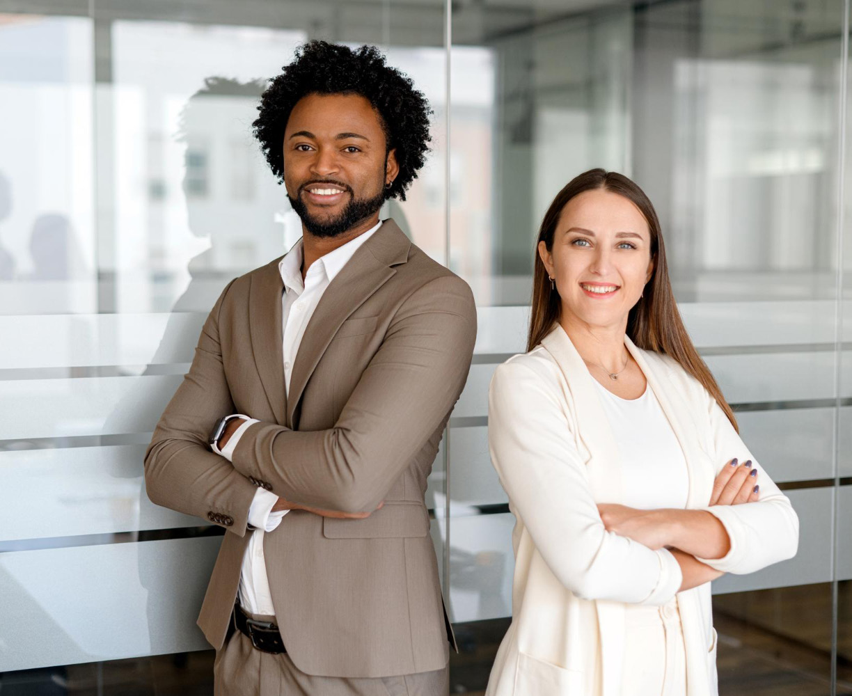 Two confident professionals